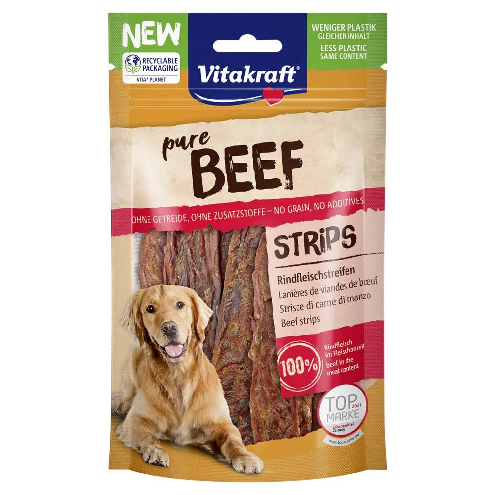 $2 OFF (Exp 14May25): Vitakraft Pure Beef Strips Grain-Free Dog Treat 80g