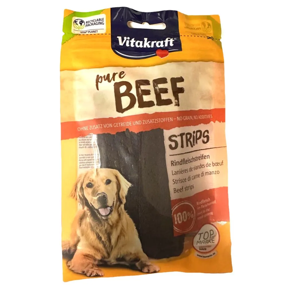 $2 OFF (Exp 14May25): Vitakraft Pure Beef Strips Grain-Free Dog Treats 80g