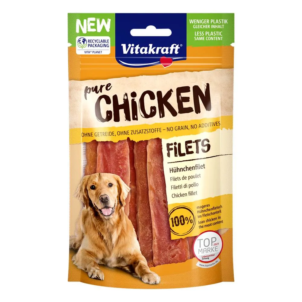 $2 OFF (Exp 14May25): Vitakraft Pure Chicken Fillet Grain-Free Dog Treat 80g