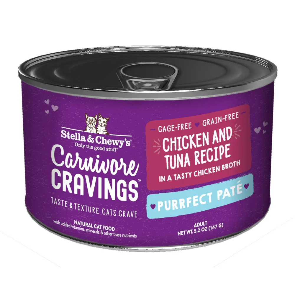 3 FOR $14.40 (Exp 8Nov24): Stella & Chewy's Carnivore Cravings Purrfect Pate Chicken & Tuna in Broth Grain-Free Canned Cat Food 5.2oz