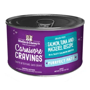 3 FOR $14.40 (Exp 8Nov24): Stella & Chewy's Carnivore Cravings Purrfect Pate Salmon, Tuna & Mackerel in Broth Grain-Free Canned Cat Food 5.2oz