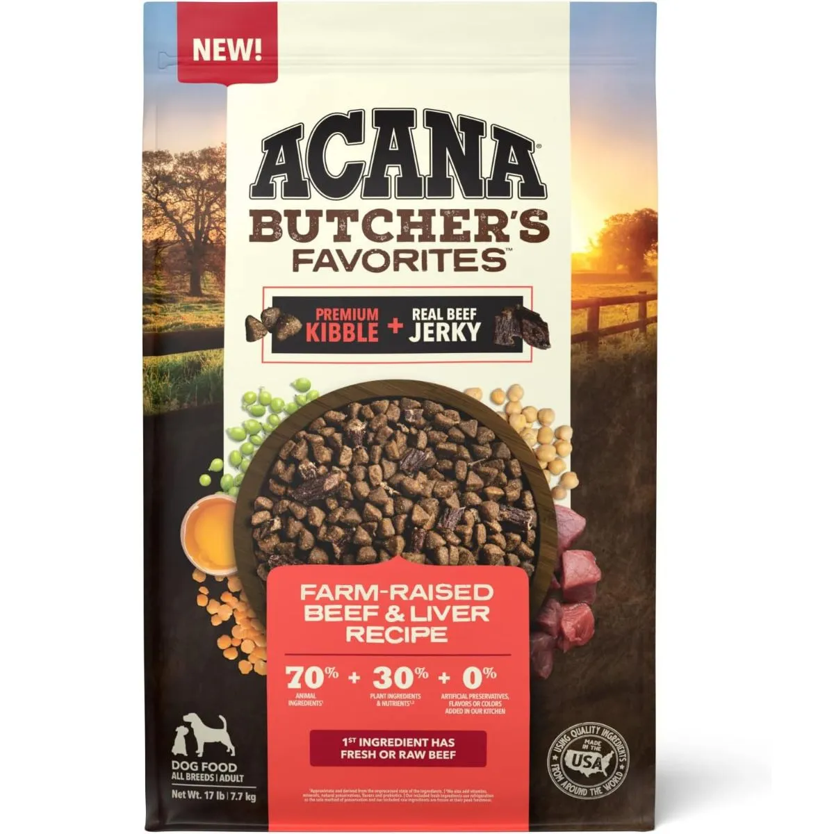 Acana Butcher's Favorites Farm-Raised Beef & Liver Dry Dog Food 17lb