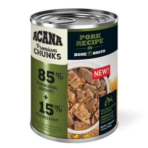 Acana Premium Chunks Pork Recipe in Bone Broth Canned Dog Food 12.8oz