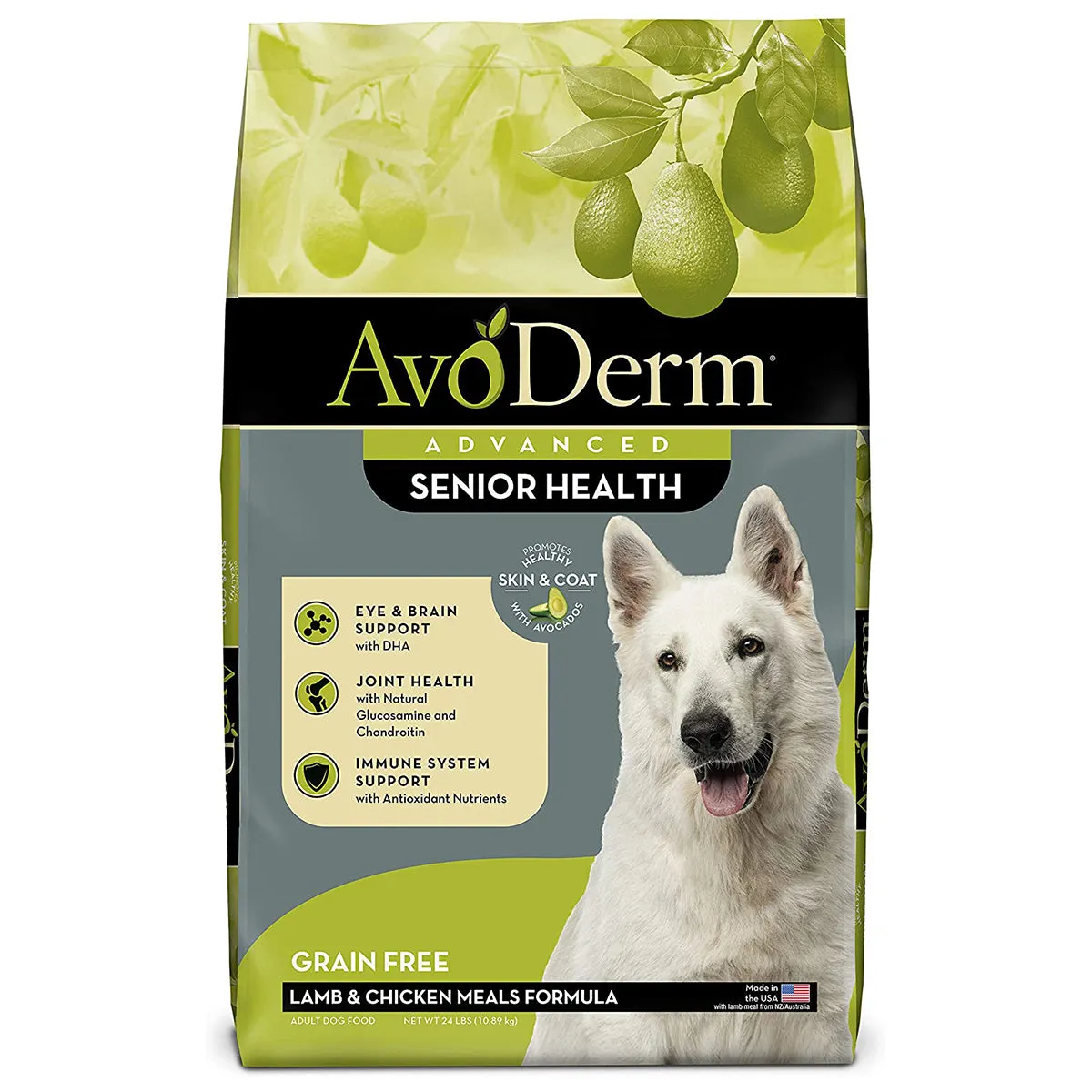 AvoDerm Advanced Senior Health Lamb & Chicken Formula Dry Dog Food 24lb