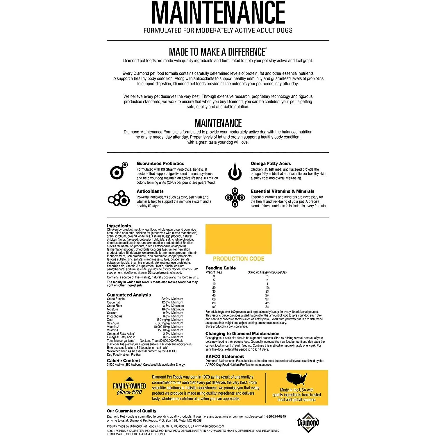 Diamond Premium Maintenance Formula Dry Dog Food 50lb