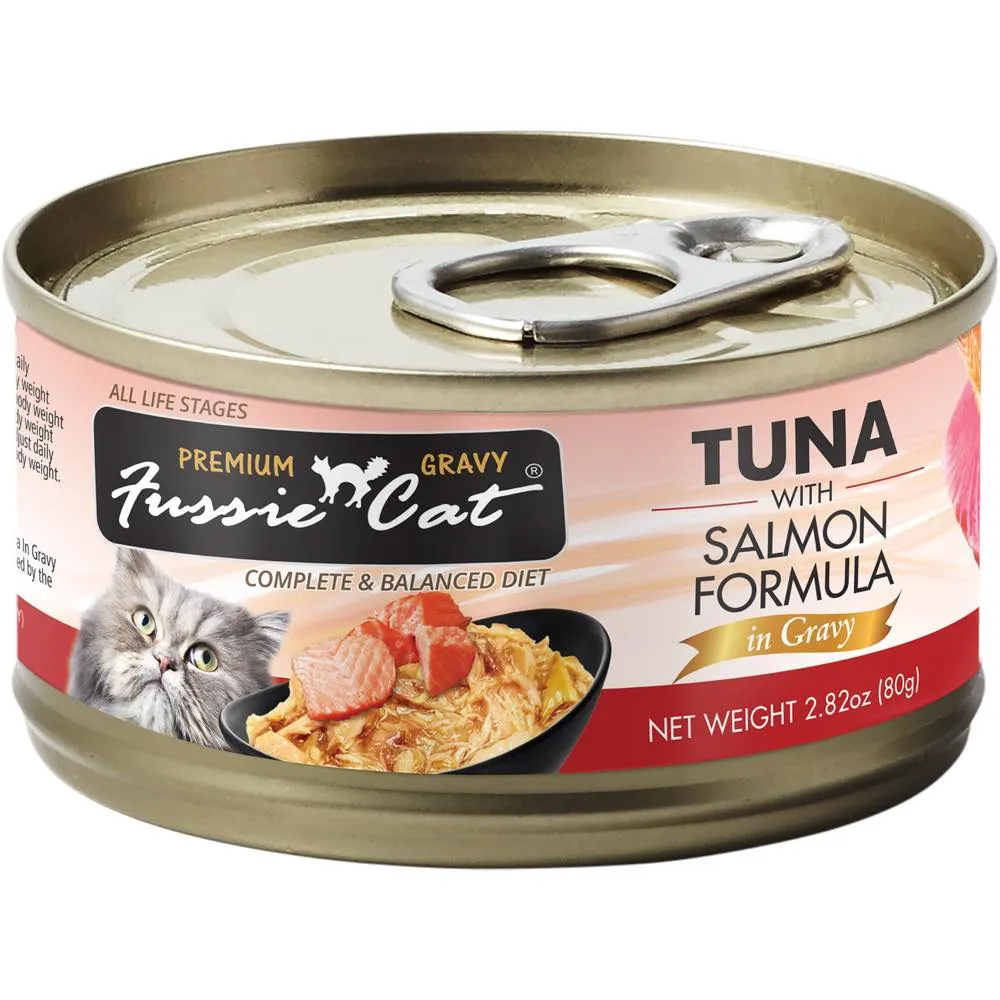 Fussie Cat Premium Tuna With Salmon In Gravy Grain-Free Canned Cat Food 80g