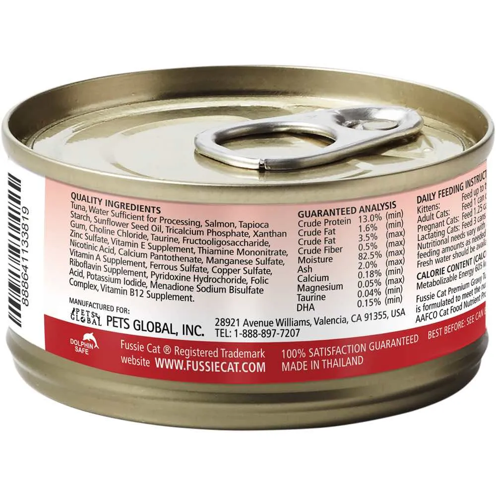 Fussie Cat Premium Tuna With Salmon In Gravy Grain-Free Canned Cat Food 80g