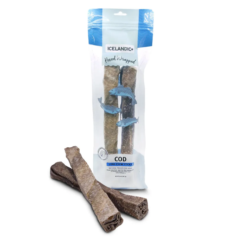 Icelandic  Hand Wrapped Cod Skin Chew Stick Dog Treat