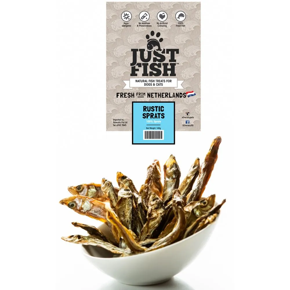 Just Fish Rustic Sprats Dog & Cat Treats 140g