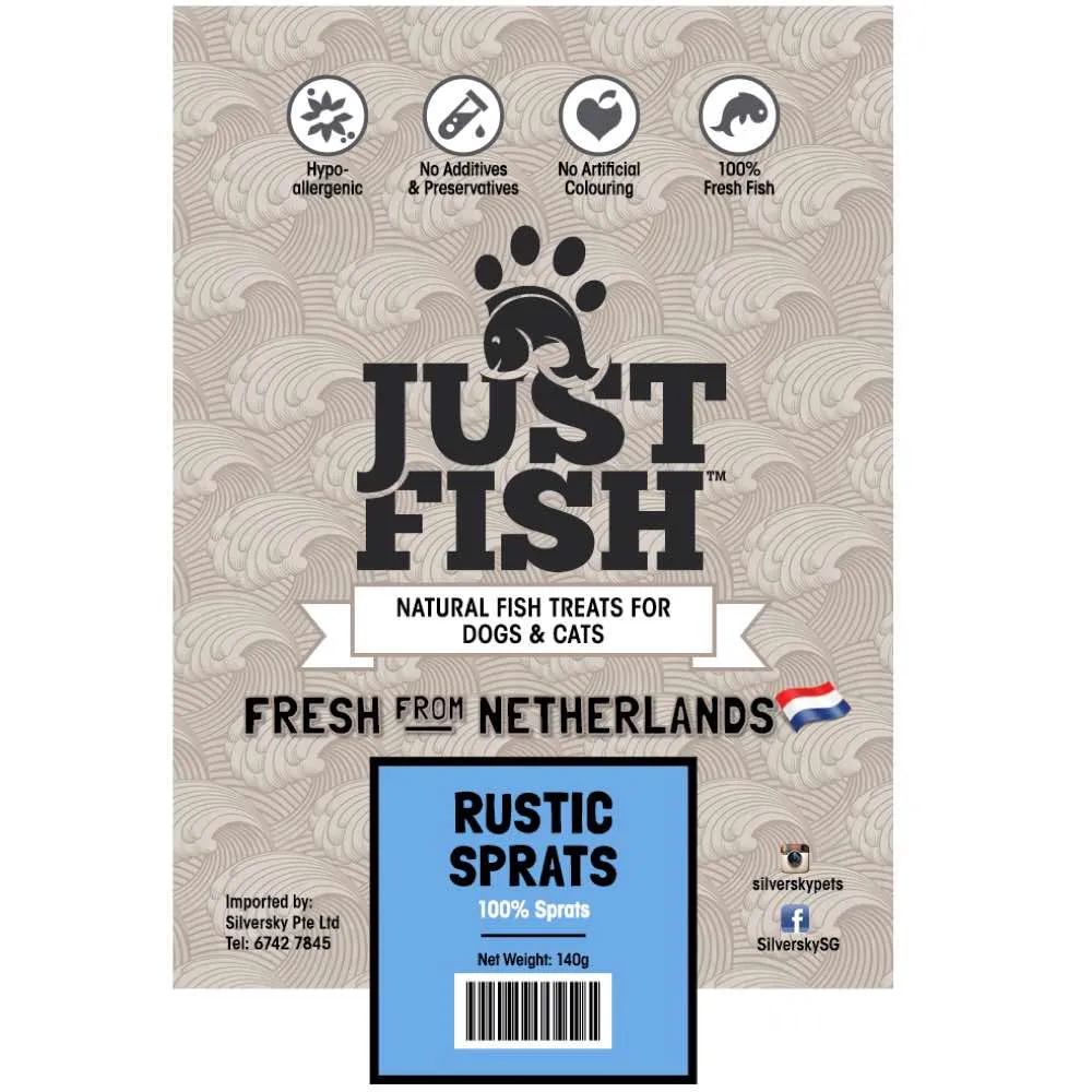 Just Fish Rustic Sprats Dog & Cat Treats 140g