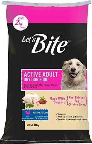 Let's Bite Active Adult Dog Food 10kg (2kg Extra Free Inside)