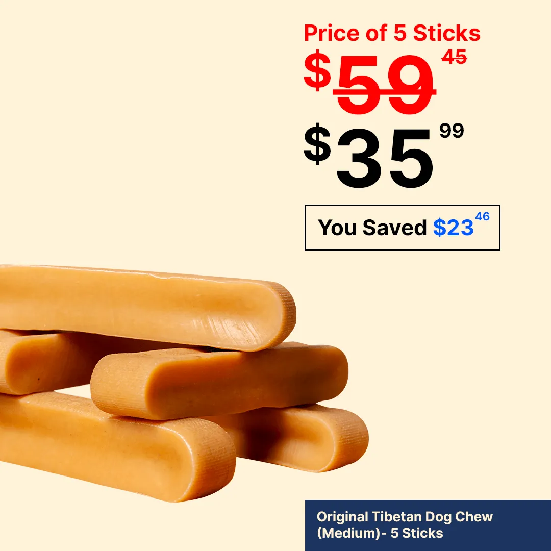 Long Lasting Yak Cheese Chews for Medium dogs - 5 sticks