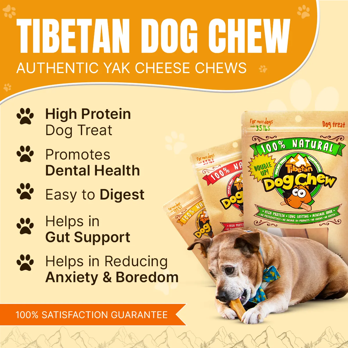 Long Lasting Yak Cheese Chews for Medium dogs - 5 sticks