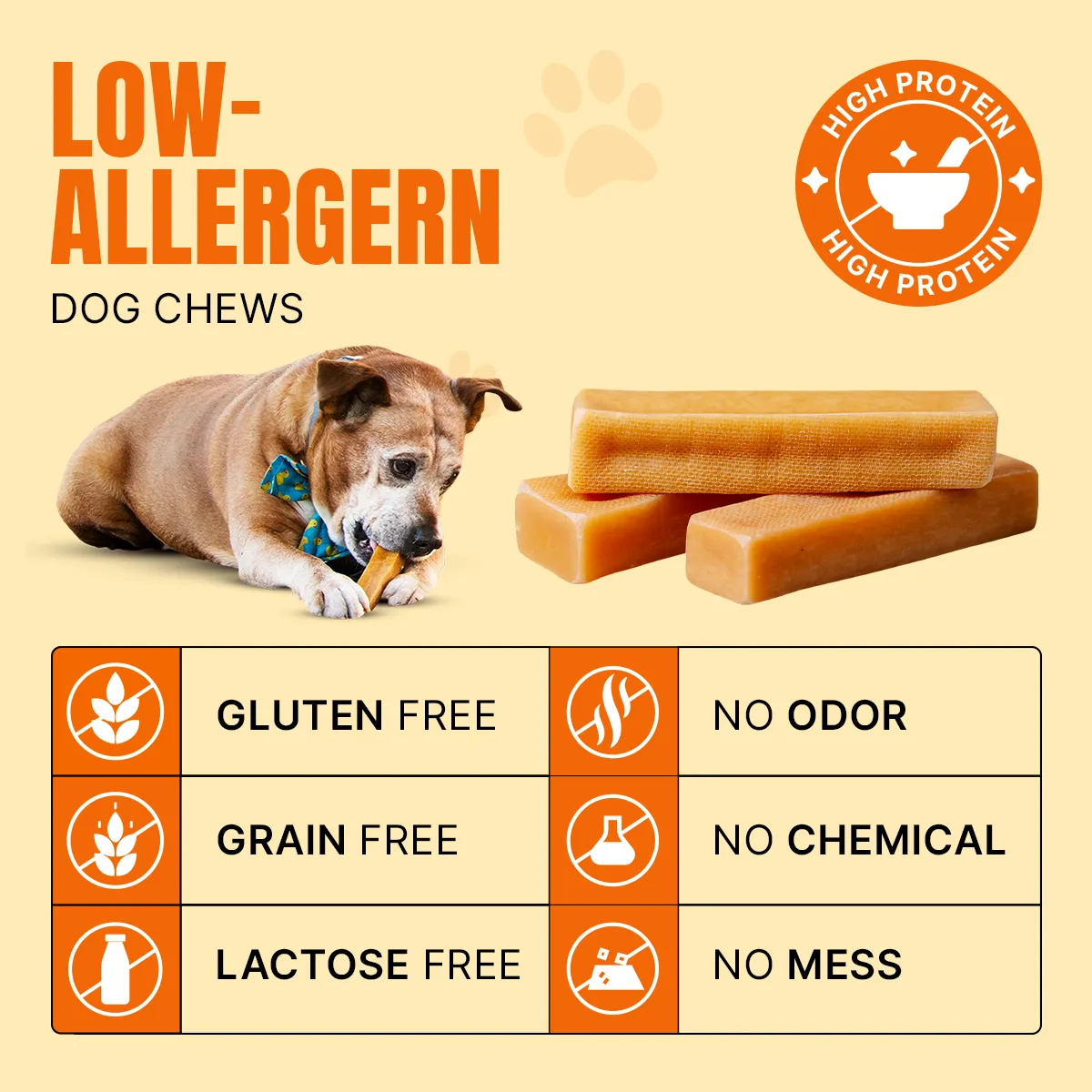 Long Lasting Yak Cheese Chews for Medium dogs - 5 sticks