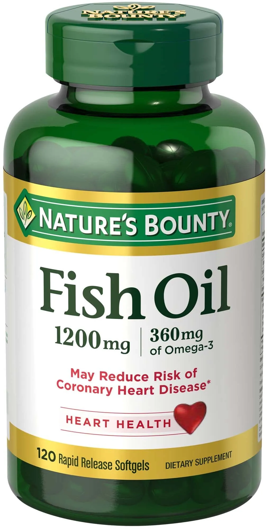 Nature's Bounty Fish Oil with Omega-3 and Omega-6 Softgels, 1200mg, 120 ct