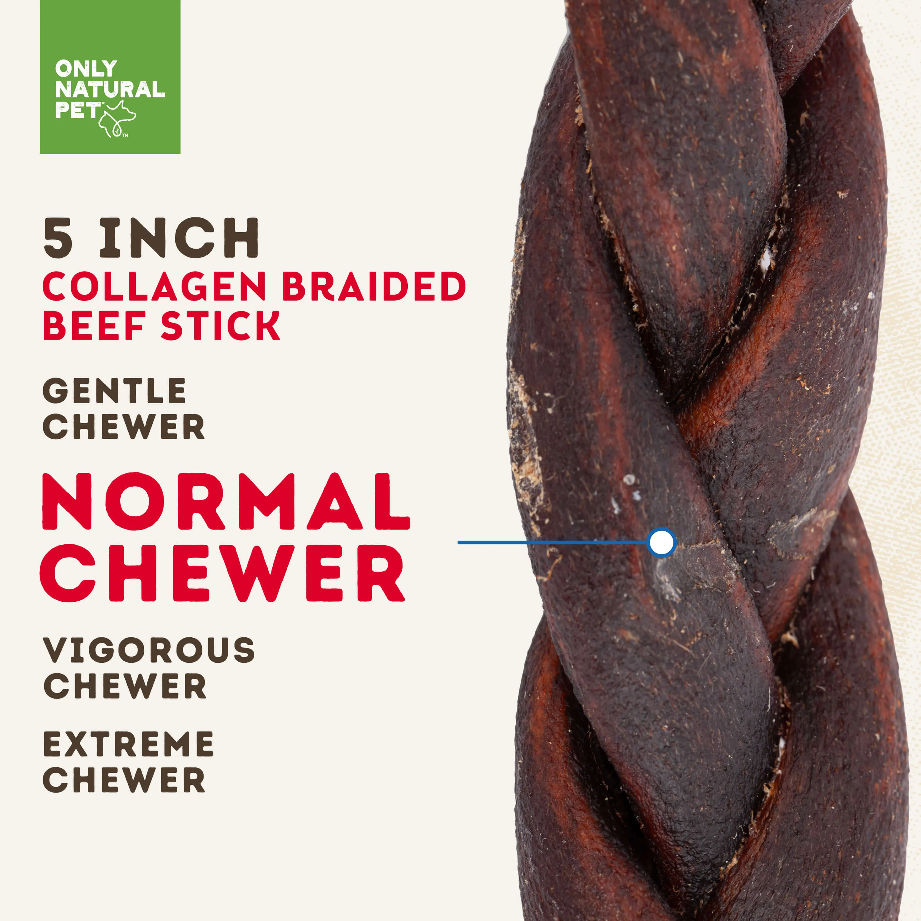 Only Natural Pet Collagen Braided Beef Stick Dog Chew