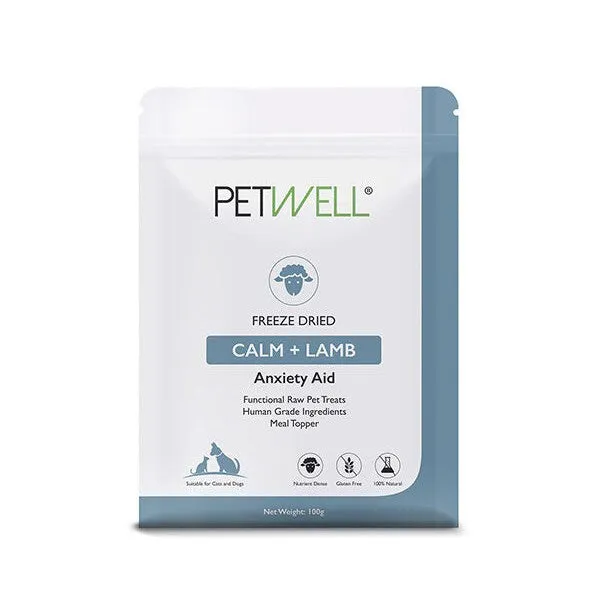 PetWell Freeze Dried Lamb with Calm Support Functional Treats for Dogs and Cats 100g