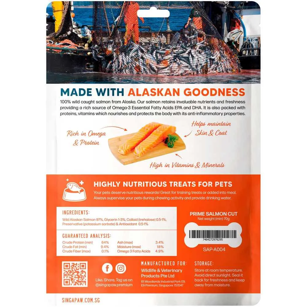 Singapaw Wild Alaskan Salmon Prime Cut Air-Dried Dog Treats 70g