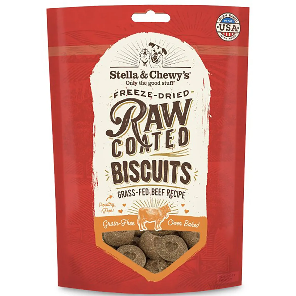 Stella & Chewy's Beef Raw Coated Biscuits Dog Treats - 9oz