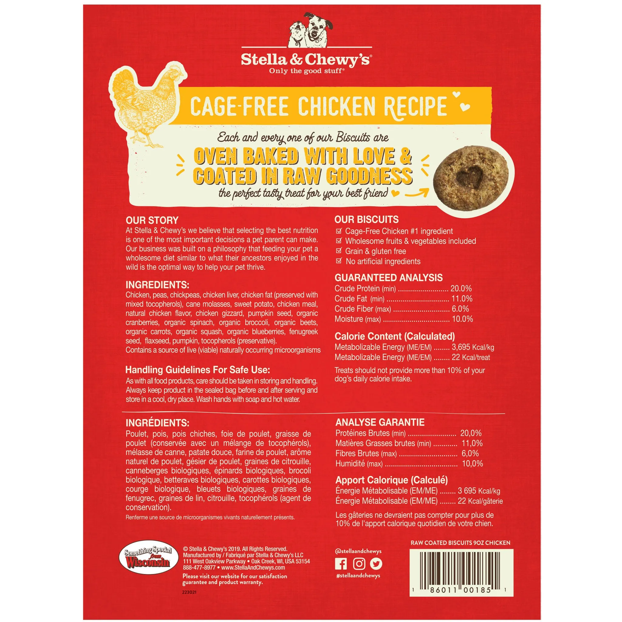 Stella & Chewy's Chicken Raw Coated Biscuits Dog Treats - 9oz