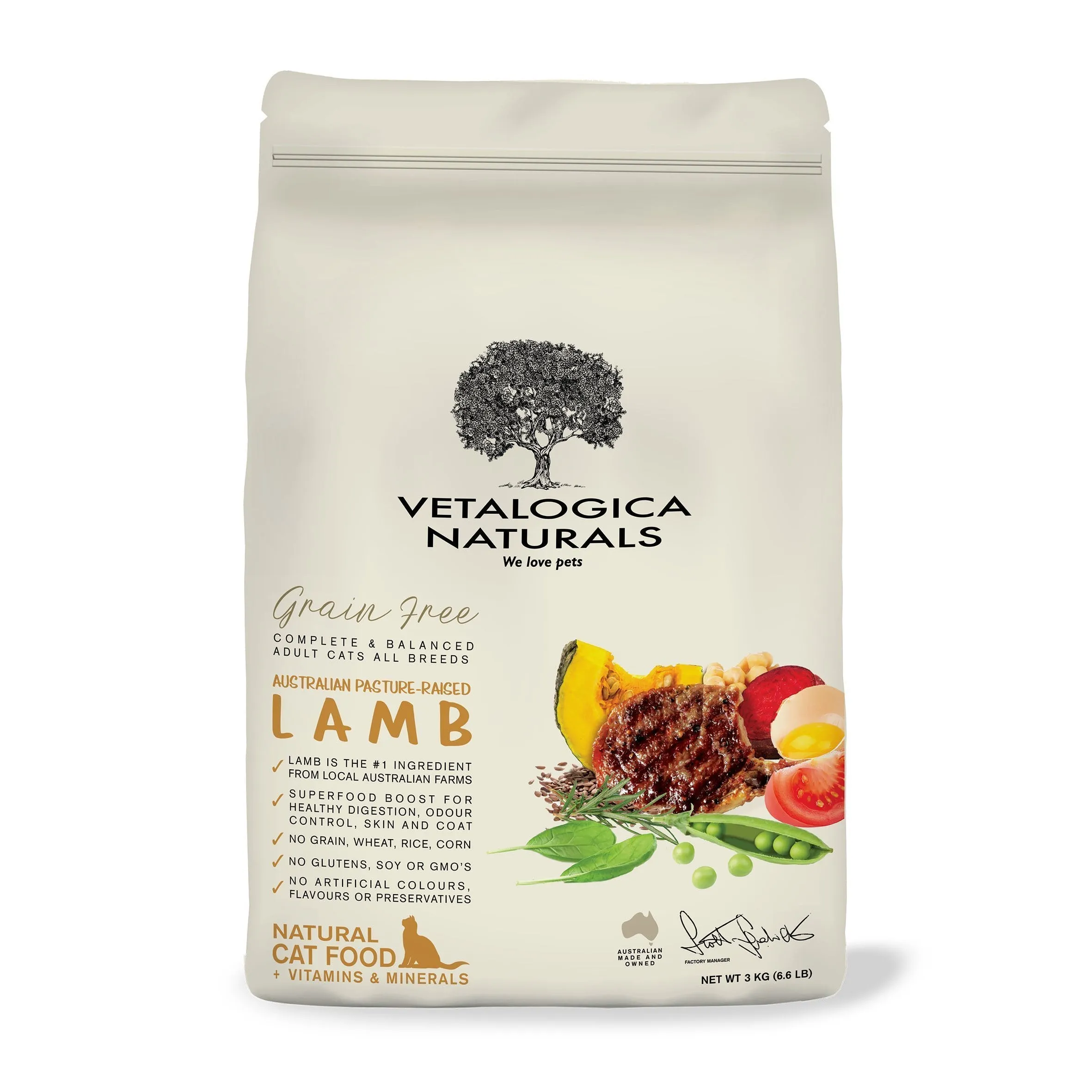 Vetalogica Naturals Grain Free Lamb Dry Cat Food 3kg