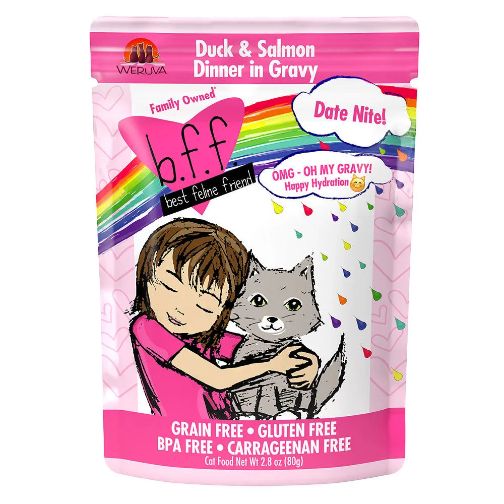 Weruva BFF OMG Date Nite! Duck & Salmon in Gravy Cat Food Pouches 2.80z