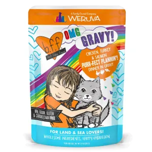 Weruva BFF OMG Purr-Fect Plannin' Chicken, Turkey & Salmon in Gravy Pouch 2.8oz