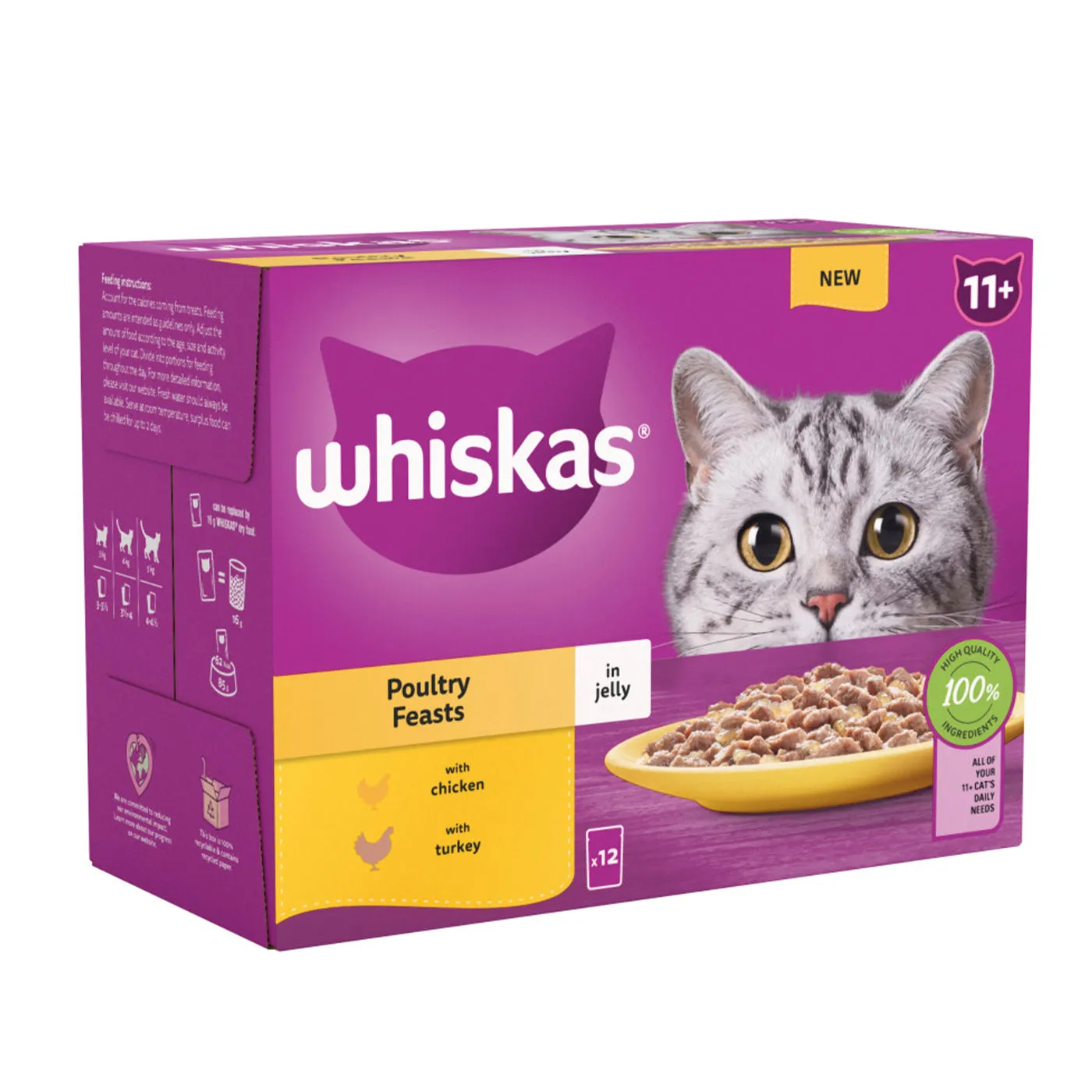 Whiskas 11  Senior Cat Poultry Feasts in Jelly (12x85g)